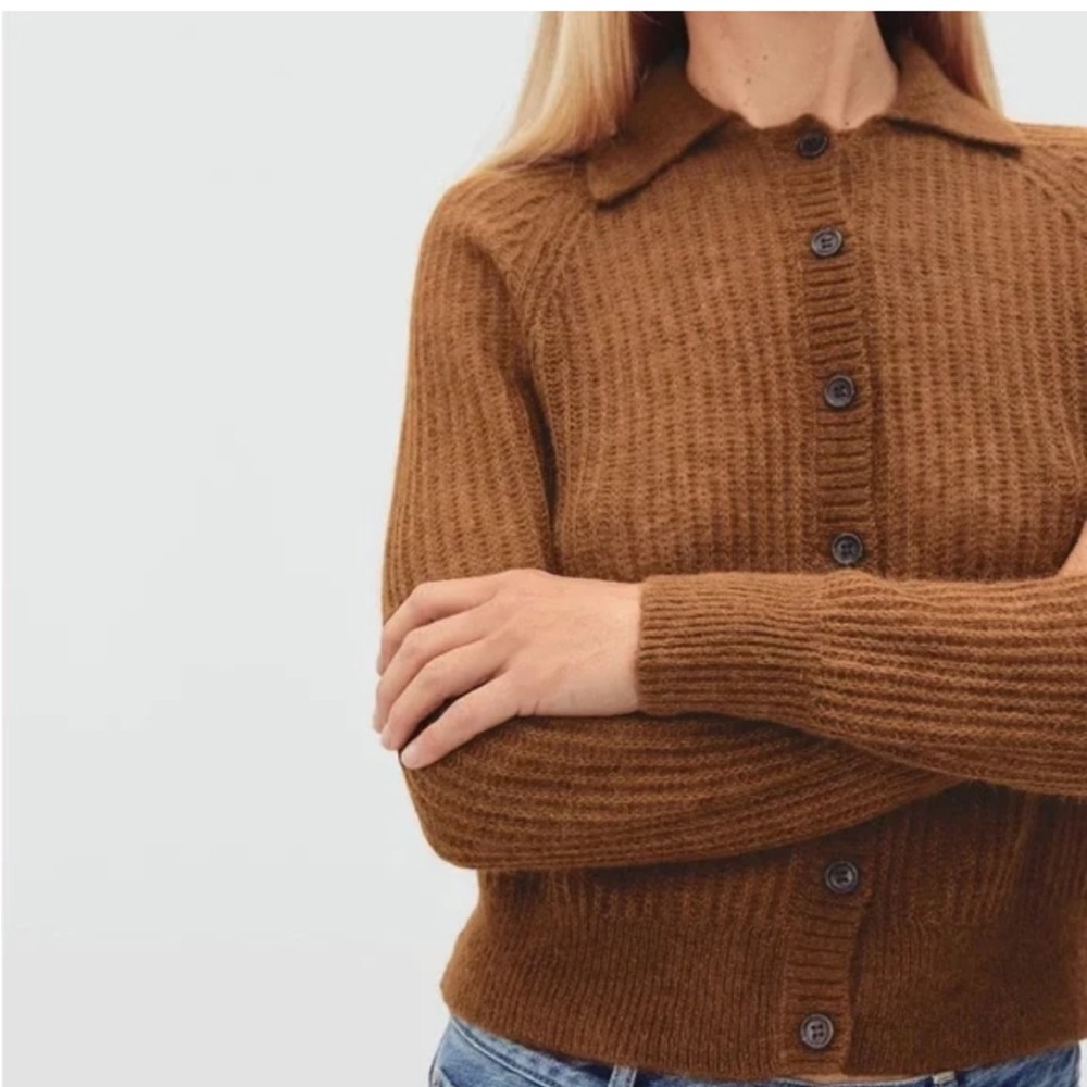 Everlane alpaca collared cardigan